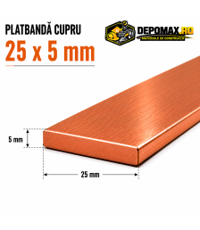Platbanda cupru 25 x 5 mm – lungime 4 metri – EN Cu-ETP